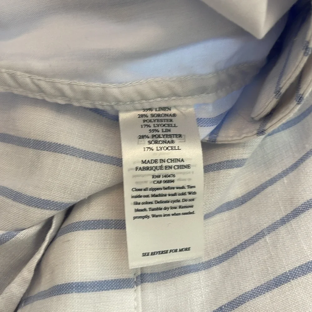 Faherty Malibu Linen Blend Pants Pier Stripe Size XL Preppy Minimalist Coastal